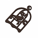 Black Hand Carved Wood Bird Cage Pendant 32x50mm - PK1