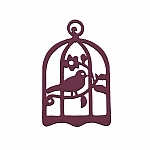 Hand Carved Wood Bird Cage Pendant Maroon 32x50mm - PK1