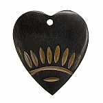 Natural Black Bone/Horn Tribal Heart Pendant 50mm PK1
