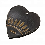 Natural Black Bone/Horn Tribal Heart Pendant 50mm PK1