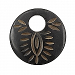 Round Black Natural Bone Pendant with Large Hole 50mm