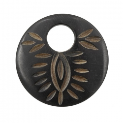 Round Black Natural Bone Pendant with Large Hole 50mm