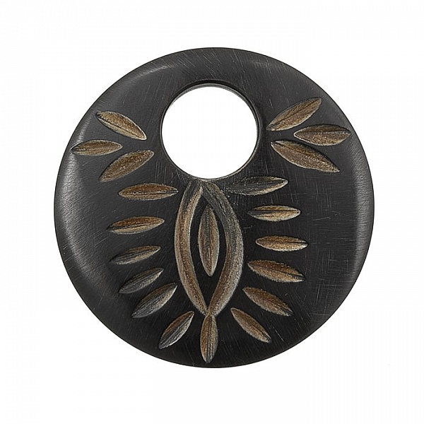 Round Black Natural Bone Pendant with Large Hole 50mm