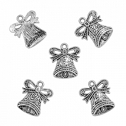Antique Silver Plated Bell Pendant Charms 17x19mm PK5