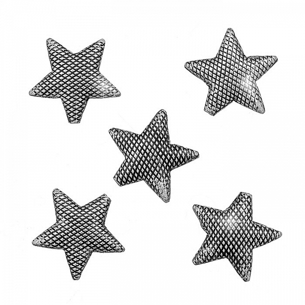 Antique Silver Star Puffed Metal Spacer Beads 17mm PK5