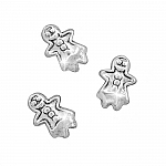 Antique Silver Metal Gingerbread Men Beads 21x11mm PK3
