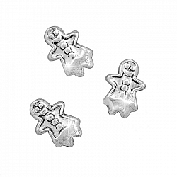Antique Silver Metal Gingerbread Men Beads 21x11mm PK3