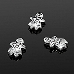 Antique Silver Metal Gingerbread Men Beads 21x11mm PK3