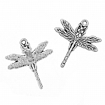 Tibetan Dragonfly Metal Pendant Antique Silver 32mm PK2 