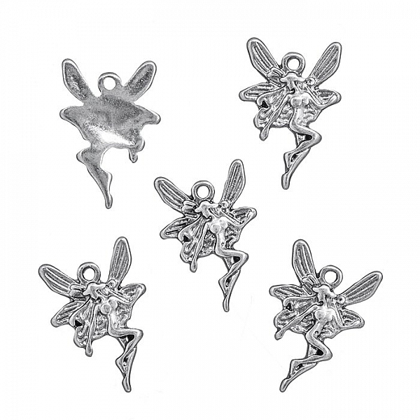Tibetan Fairy Pendant Charms 22x15mm Antique Silver PK5