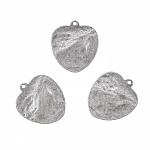 Hammered Flat Heart Charms Antique Silver 20x18mm (PK3)