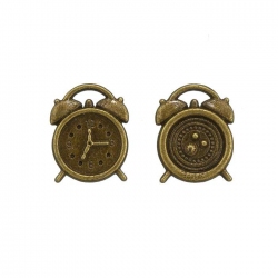 Small Alarm Clock Charms (17x13mm) Antique Bronze PK2