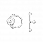 Silver Plated Decorative Rose Detail Toggle Clasp 18mm