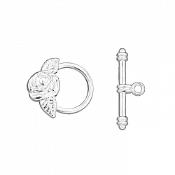 Silver Plated Decorative Rose Detail Toggle Clasp 18mm