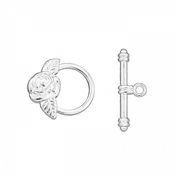 Silver Plated Decorative Rose Detail Toggle Clasp 18mm