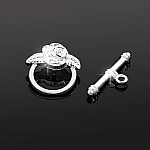 Silver Plated Decorative Rose Detail Toggle Clasp 18mm