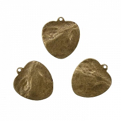 Antique Brass Hammered Flat Heart Charms 20x18mm (PK3)
