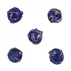 Trans. Dk Blue Patterned Lampwork Glass Beads 12mm PK5