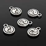 Antique Silver "Yin Yang" Round Pendants 13x10mm PK5