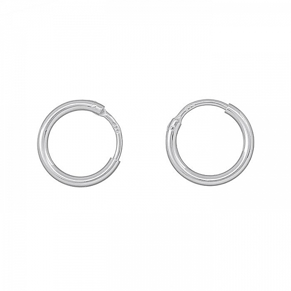 Heavy Sterling Silver 925 Sleeper Hoop Earring 14mm PK2