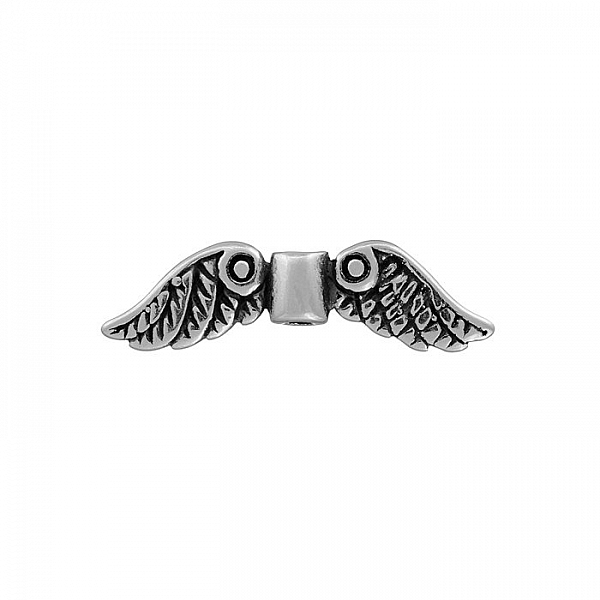 Antique Silver Plated Angel Wings Bead Charm 22x6mm PK1