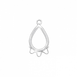Teardrop Wire Dropper 3 Loops Sterling Silver 20x10mm