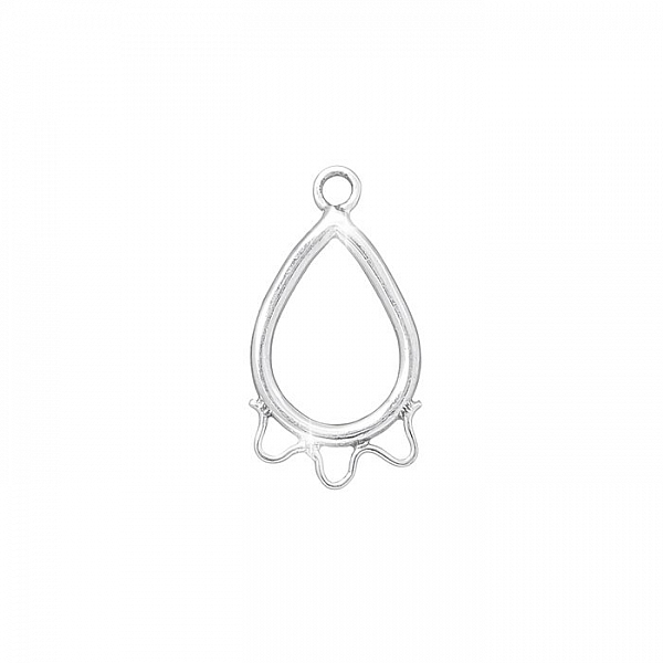 Teardrop Wire Dropper 3 Loops Sterling Silver 20x10mm