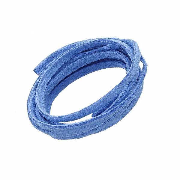 3x1.5mm Ultra Micro Fibre Suede Flat Cord Light Blue 1m