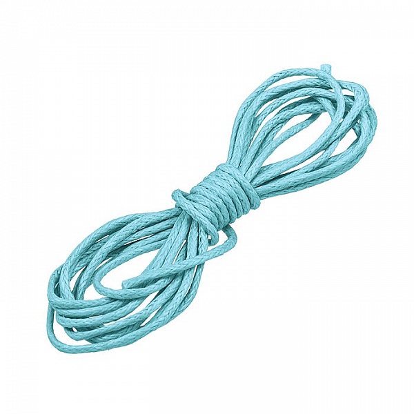 Round (1mm) Aqua Waxed Cotton Jewellery Cord 1 Metre