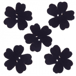 Blue Leather Flower Die Cut 2 Hole Charms 25mm (PK5)