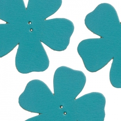 Large Turquoise Leather Flower Die Cut Charms 55mm PK3