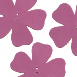 Large Pink Leather Flower Die Cut 2 Hole Charm 55mm PK3