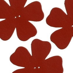 Large Red Leather Flower Die Cut 2 Hole Charms 55mm PK3