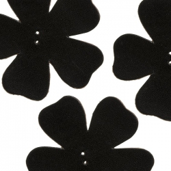 Large Black Leather Die Cut Flower Charms - 55mm (PK3)