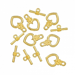 Antique Gold Plated Celtic Knot Heart Toggle Clasps PK6