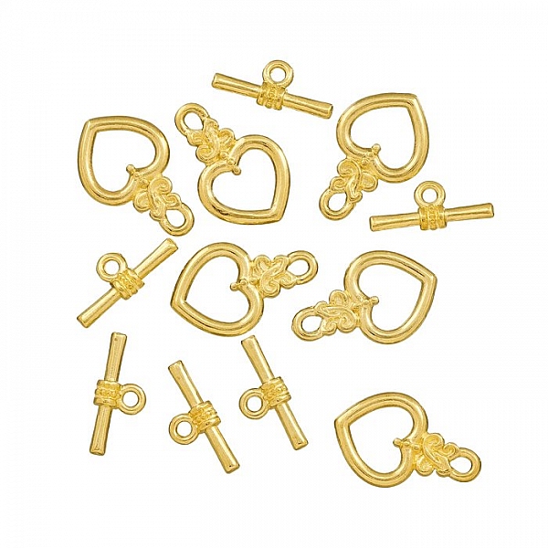Antique Gold Plated Celtic Knot Heart Toggle Clasps PK6