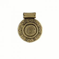 Round Disc Brass Metal Amulet Stars and Swirls 27mm PK1