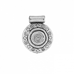 Antique Silver Metal Disc Charm 27mm Stars & Swirls PK1