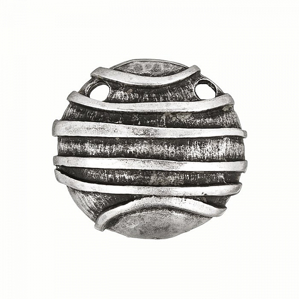 Large Antique Silver Dome Embossed 2 Hole Pendant 42mm