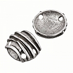 Antique Silver Dome Embossed 2 Hole Pendants 31mm PK2