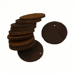 Brown Leather Round Tag Charm/Pendant Backing 25mm PK10