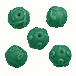 Lampwork Swirl Pattern Matte Green Glass Beads 17mm PK5