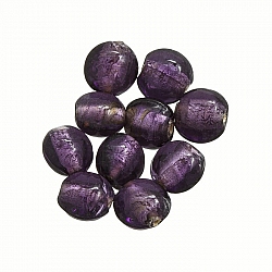 Purple Trans. Silver Lined Disc Glass Beads 10mm PK10