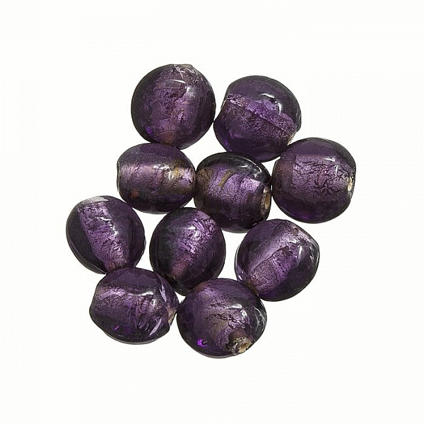 Purple Trans. Silver Lined Disc Glass Beads 10mm PK10 Purple Trans. Silver Lined Disc Glass Beads 10mm PK10