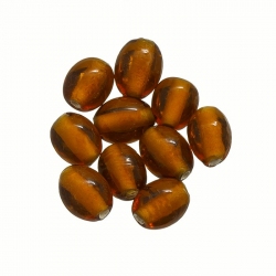 Handmade Transparent Orange Oval Glass Bead 11x9mm PK10