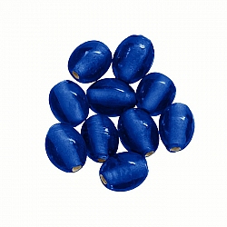 Handmade Transparent Blue Oval Glass Beads 10x8mm PK10