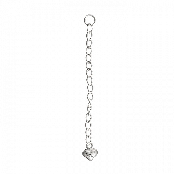Extension Chain Sterling Silver 925 Puffed Heart 2"