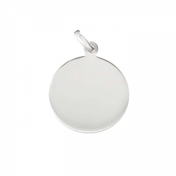 Sterling Silver 925 Round Disc Charm With Bail 16mm PK1