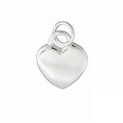 Sterling Silver 925 Smooth 2mm Thick Heart Charm 15x17mm