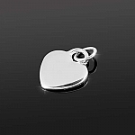Sterling Silver 925 Smooth 2mm Thick Heart Charm 15x17mm